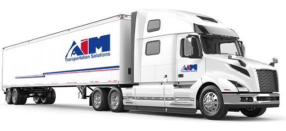 Illustrated depicition of Aim cab truck and trailer
